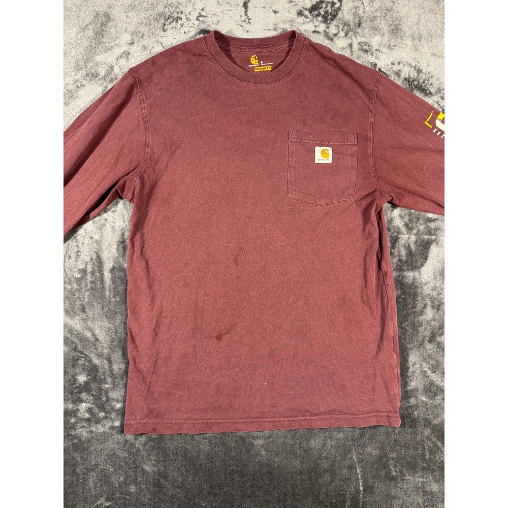 Carhartt Mens Original Fit Cotton Short Sleeve T-Shirt Maroon Burgundy Small